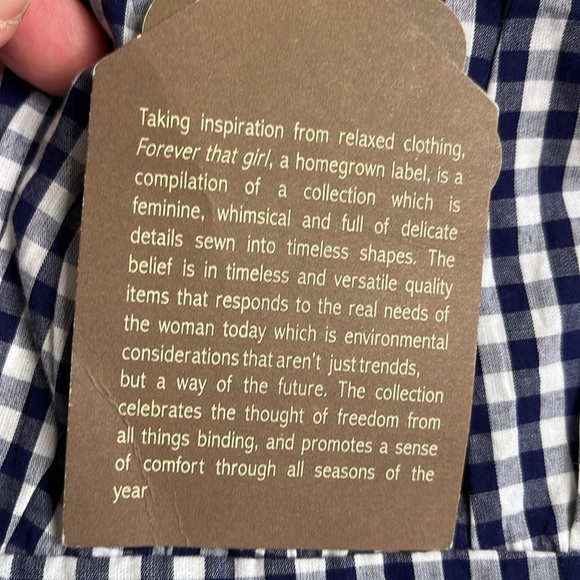 NWT ANTHROPOLOGIE FOREVER THAT GIRL PUFF SLEEVE MINI DRESS BLUE GINGHAM LARGE - Picture 9 of 17